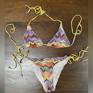 Missoni Multicolor Chevron Bikini-Italy Size 42/ US Size Small